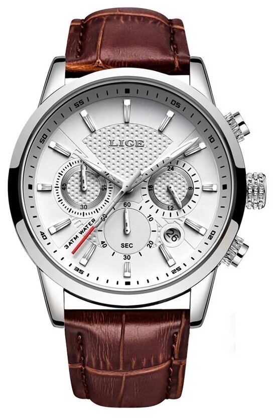 Наручные часы LIGE, белый, коричневый — купить в интернет-магазине по низкой цене на Яндекс Маркете