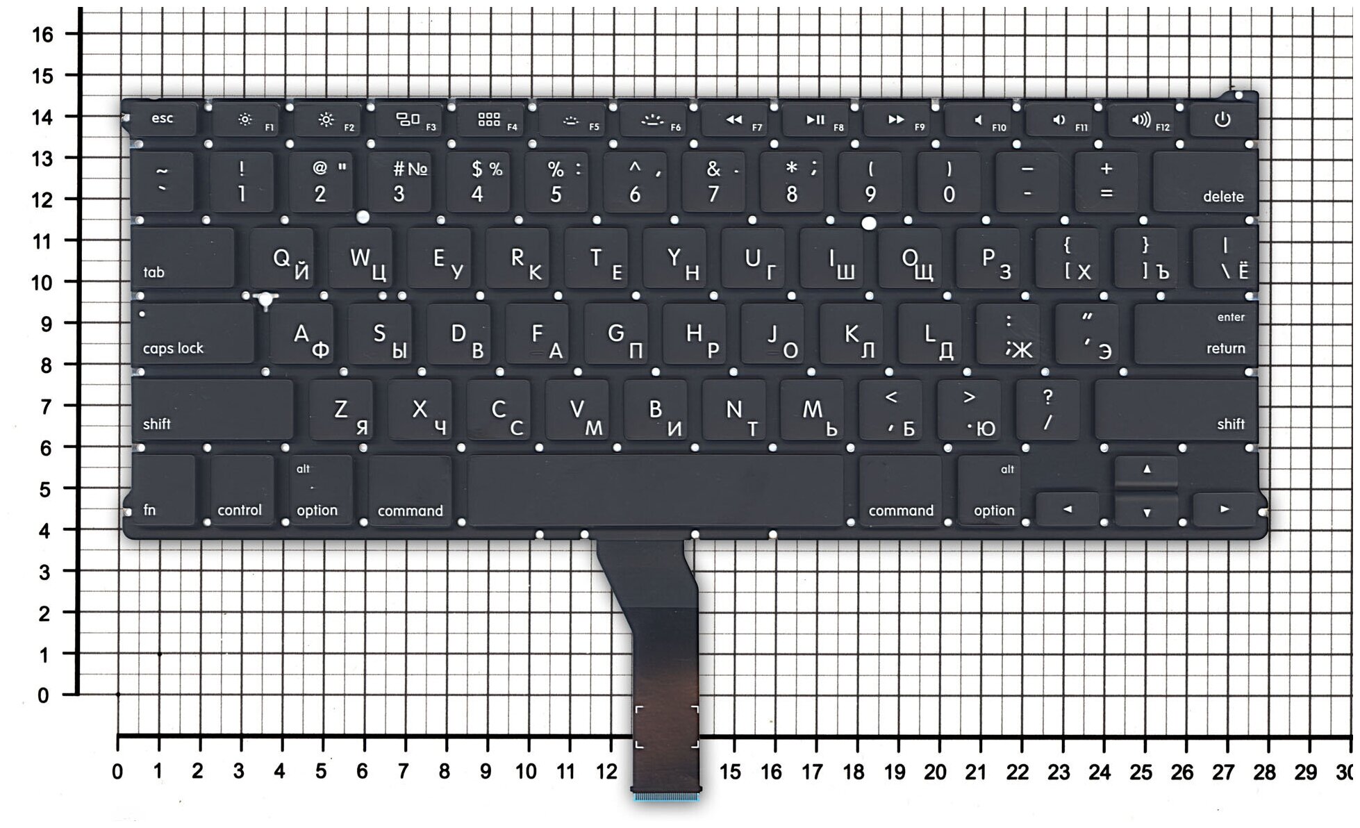 Клавиатура для ноутбука Apple Macbook A1369 A1466 Mid 2011 - Early 2017 черная плоский Enter