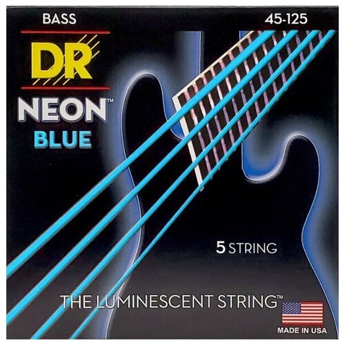 DR NBB5-45 - HI-DEF NEON™ струны для 5-струнной бас- гитары, с люминесцентным покрытием, синие 45 - 125