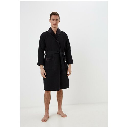 Халат Sofi De MarkO, длинный рукав, банный халат, пояс/ремень, размер 48, черный