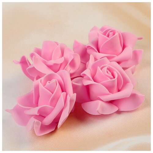 фото Набор цветов для декора из фоамирана, d=7,5 см, 4 шт, розовый нет бренда