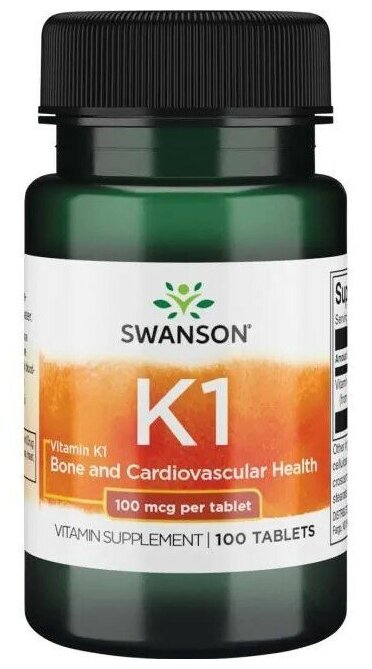 Swanson Vitamin K-1 100 mcg, 100 таб.