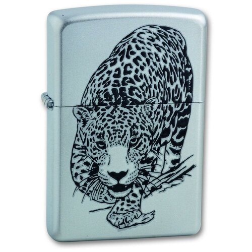 Оригинальная бензиновая зажигалка ZIPPO 205 LEOPARD с покрытием Satin Chrome - Леопард набор зажигалка и чехол 205 lplbk zippo