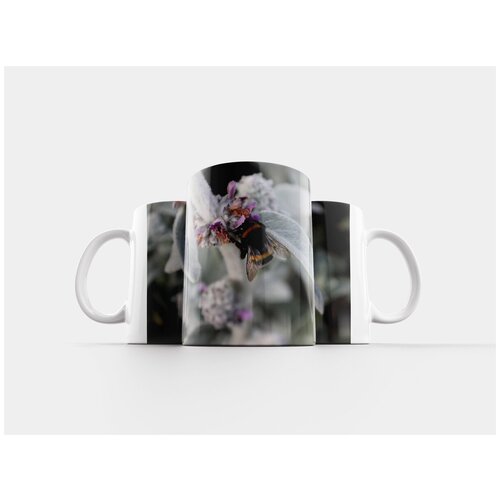 фото Кружка "пчела, цветок, серый" 320 мл lotsprints