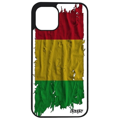 фото Противоударный чехол на мобильный // iphone 12 pro // "флаг мали на ткани" стиль патриот, utaupia, белый