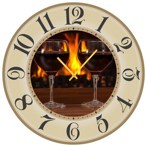 фото Svs настенные часы svs 4002176 kitchen два бокала на фоне огня