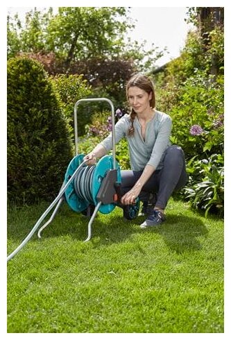 Тележка для шланга Gardena CleverRoll M голубой/серый шланг в компл. 20м (18513-20.000.00) - фото №5