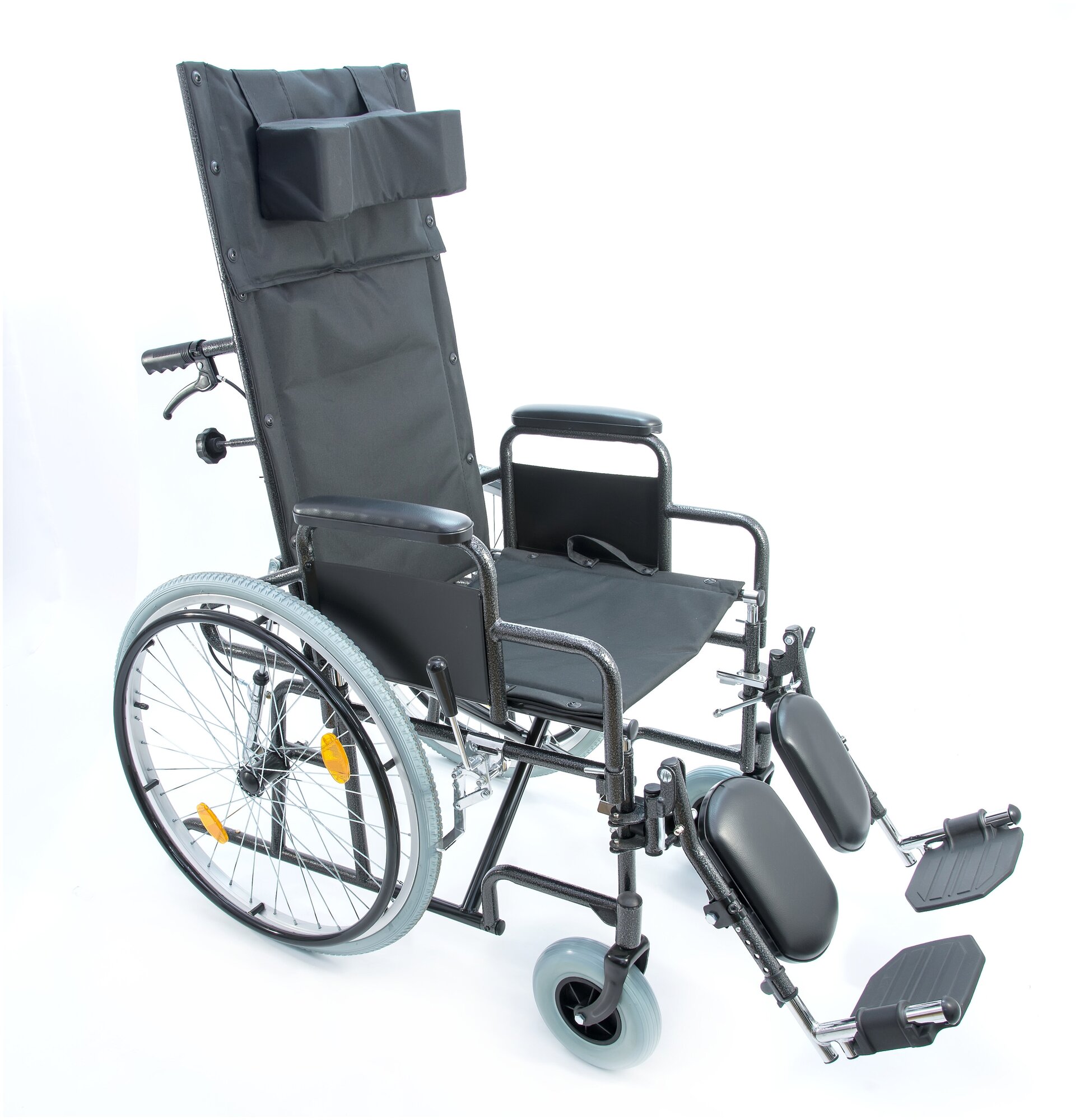 Коляска инвалидная с высокой спинкой 514A, 51 см Мега-Оптим с пневматическими задними колесами