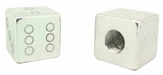 Колпачок на автониппель алюминиевый "игровые кости" (кубик). Цвет: чёрный серебристый