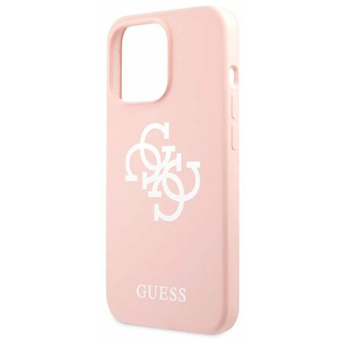 фото Guess для iphone 13 pro чехол liquid silicone 4g big logo hard pink