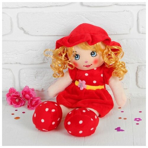 фото Мягкая кукла «девочка», платье в горох с цветком, цвета микс mikimarket