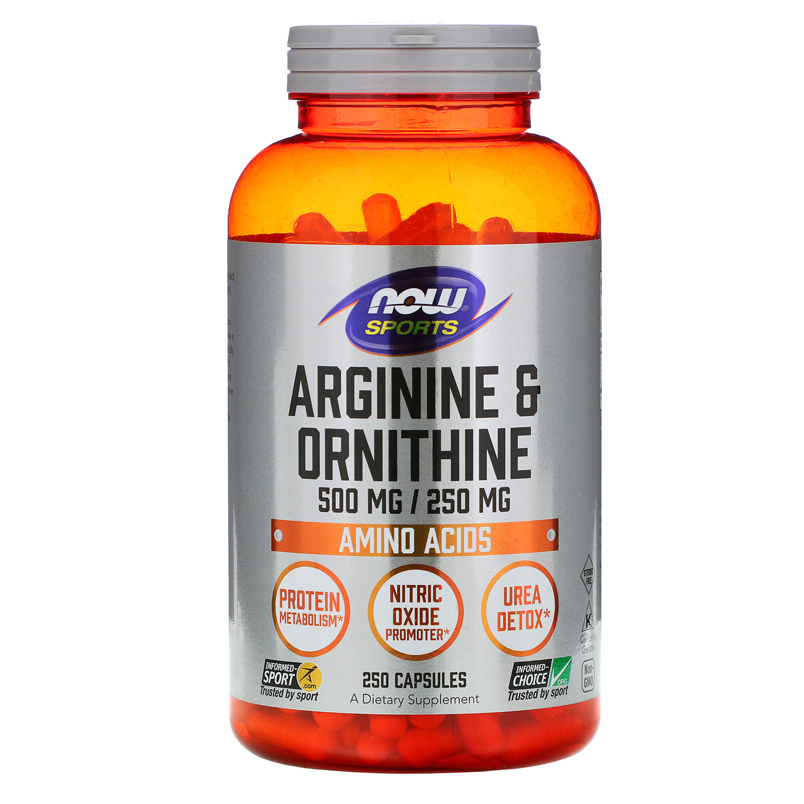 NOW FOODS Arginine & Ornithine 500/250 мг (Аргинин и Орнитин) 250 капсул (Now Foods)