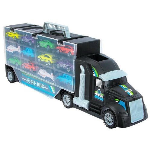 Автовоз Junfa toys Автовоз с 12 машинками P858-A, 48 см, черный