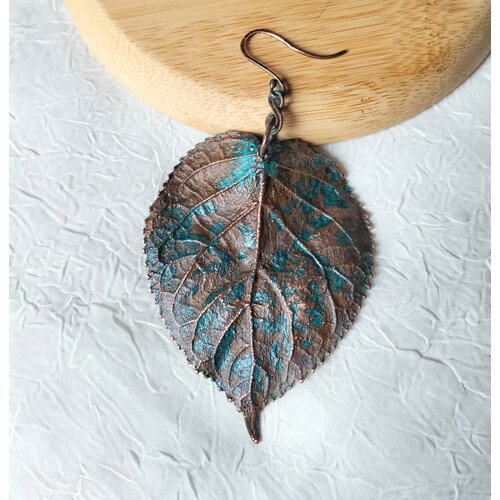 Серьги одиночные Медная мастерская GALATEA, размер/диаметр 92 мм, коричневый, бирюзовый