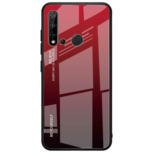 фото Чехол-бампер mypads для huawei y5 2019/huawei honor 8s / 8s prime (ksa-lx9) стеклянный из закаленного стекла с эффектом градиент зеркальный блестящий переливающийся красный