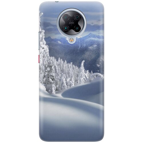 фото Силиконовый чехол на xiaomi redmi k30 pro / poco f2 pro / сяоми редми к30 про / поко ф2 про с принтом "заснеженный лес и горы gosso