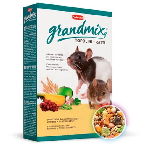 Padovan Grandmix Topolini - Ratti / Корм Падован для взрослых мышей и крыс Комплексный Основной 1 кг