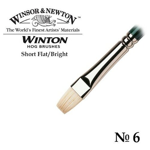 фото Кисть winsor&newton кисть щетина плоская укороченная №6 winsor&newton winton short flat winsor & newton