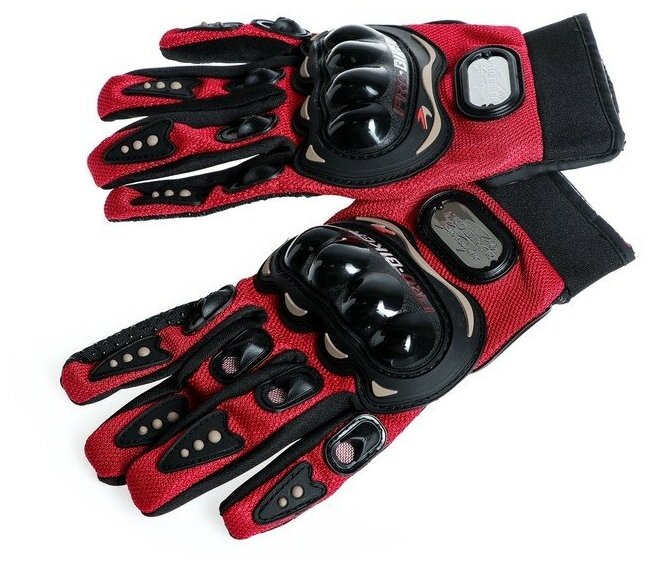 Перчатки для езды на мототехнике, с защитными вставками, пара, размер XL, красный 3734852