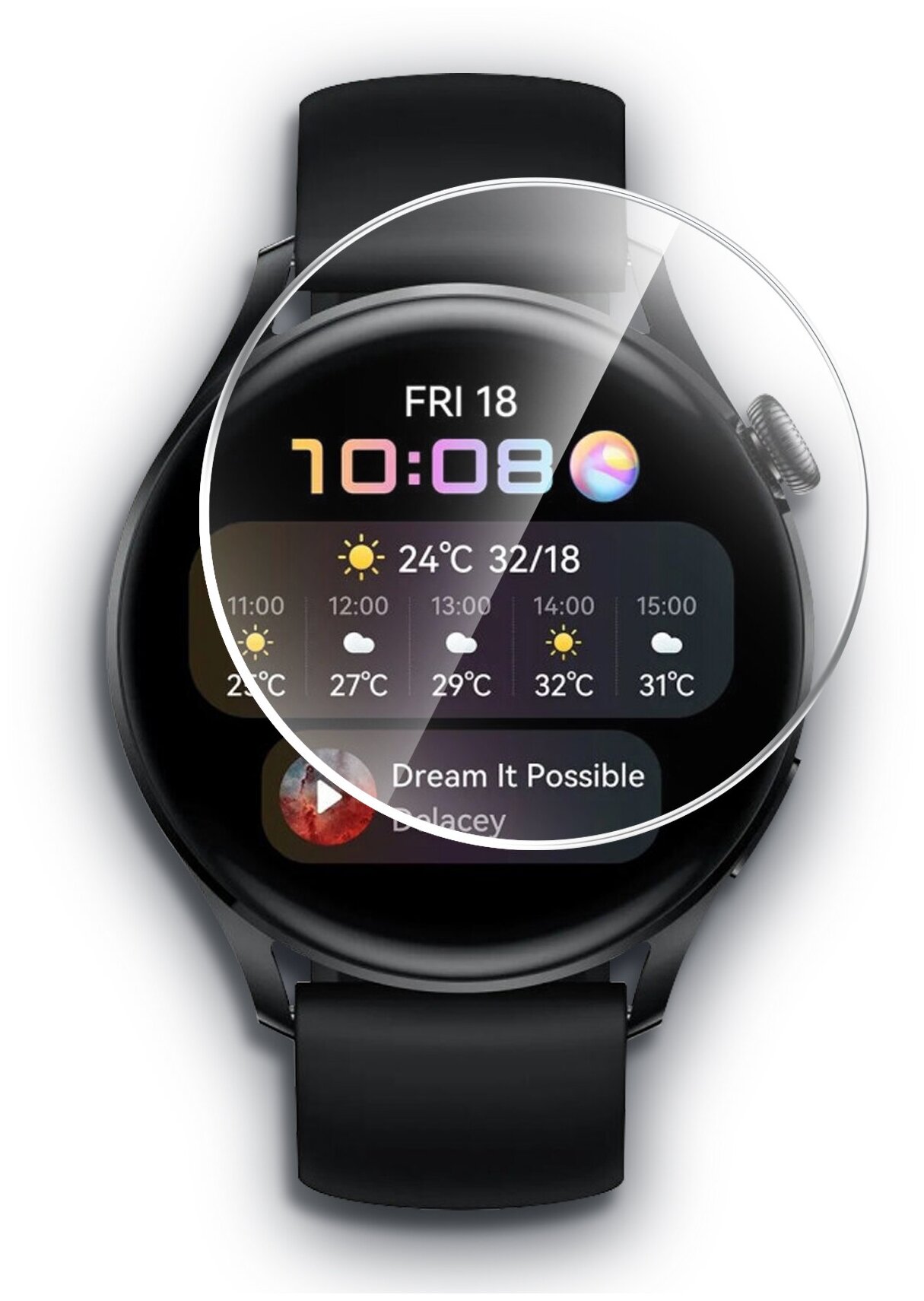 Гидрогелевая защитная пленка на Huawei Watch 3 (46 mm) (Хуавей вотч 3 46мм) на часы прозрачная силиконовая клеевая основа полноклеевая 2 шт Brozo