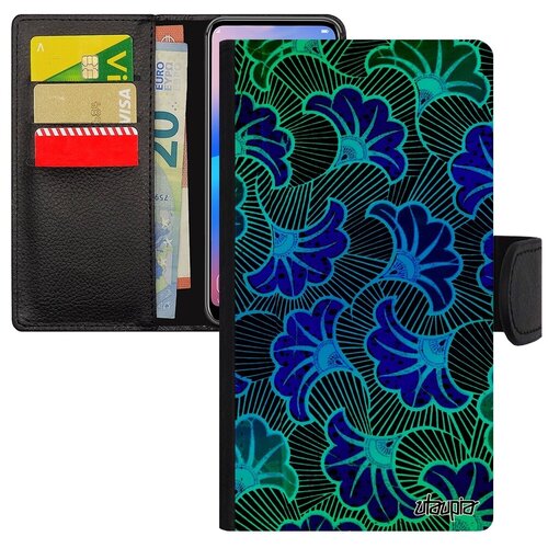 фото Чехол книжка на // iphone x // "африканский принт" wax узор, utaupia, голубой