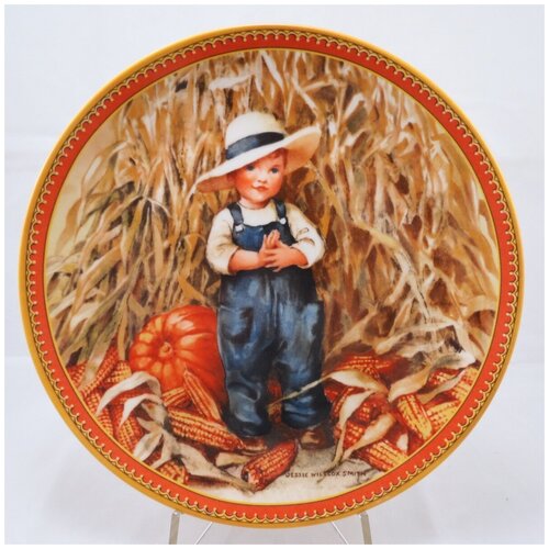 Коллекционная тарелка "Благодарения". Фарфор, золочение, деколь. США, Edwin M.Knowles China Company, Джесси Уилкокс Смит, 1986