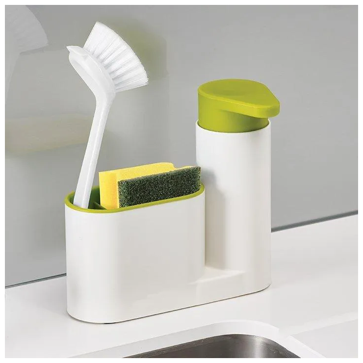 Кухонный пластиковый органайзер с дозатором для мыла / держатель для губки / держатель для щетки
