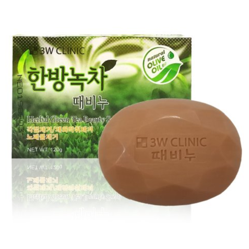 3W CLINIC Мыло туалетное кусковое HERBAL GREEN TEA BEAUTY SOAP