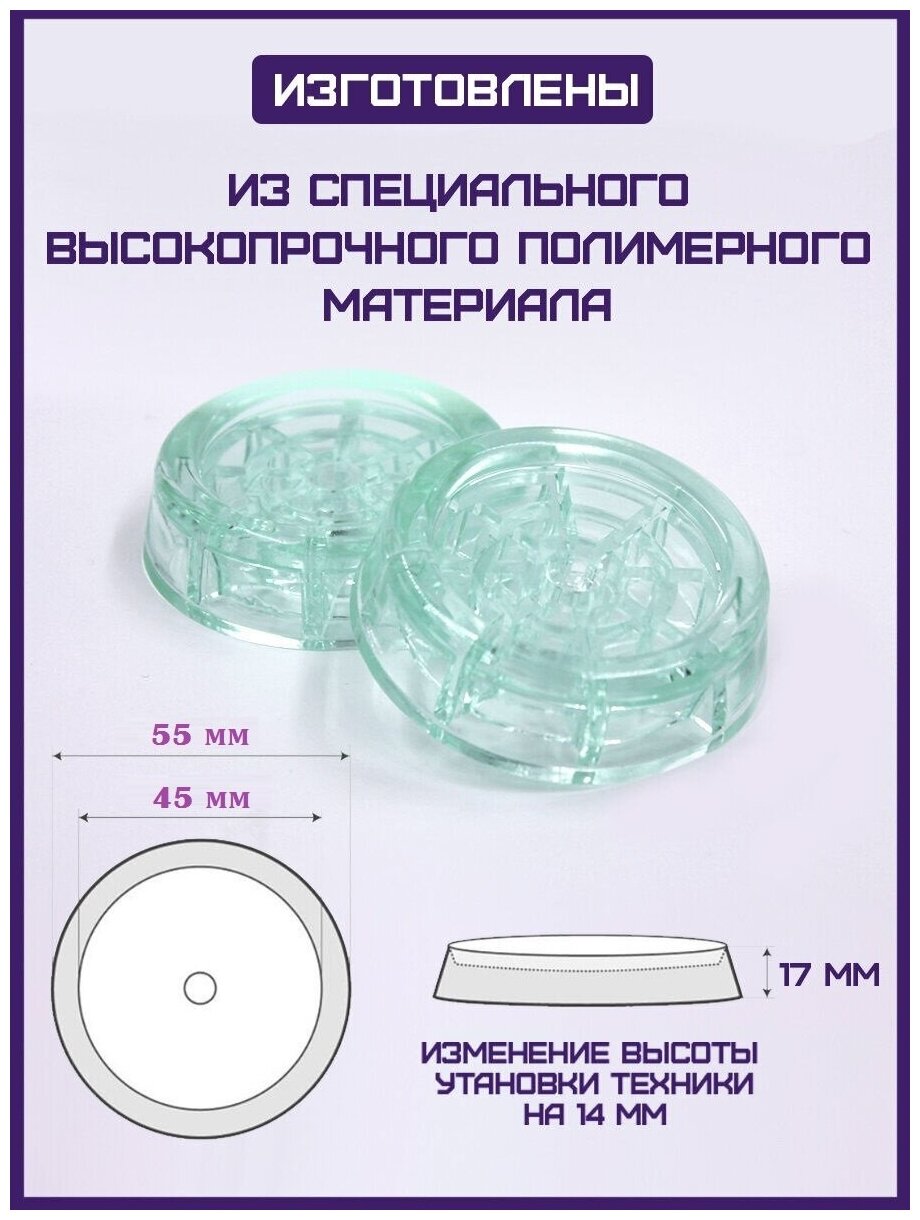 Антивибрационные подставки для стиральной машины и для холодильника, круглые, 4 штуки - фотография № 5
