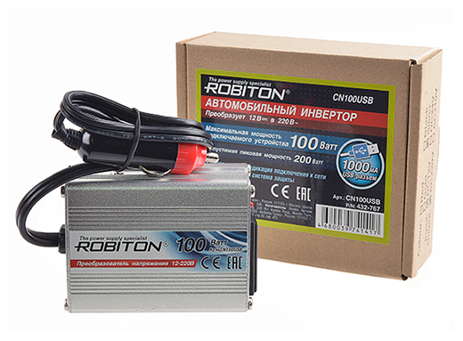 Инвертор 12V-220V ROBITON CN100USB 100W