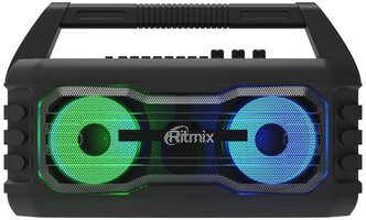 Колонка портативная Ritmix SP-610B,20Вт, bluetooth, MP3, FM, аккумулятор 2000 мАч,дин. подсветка,эквалайзер - чёрная