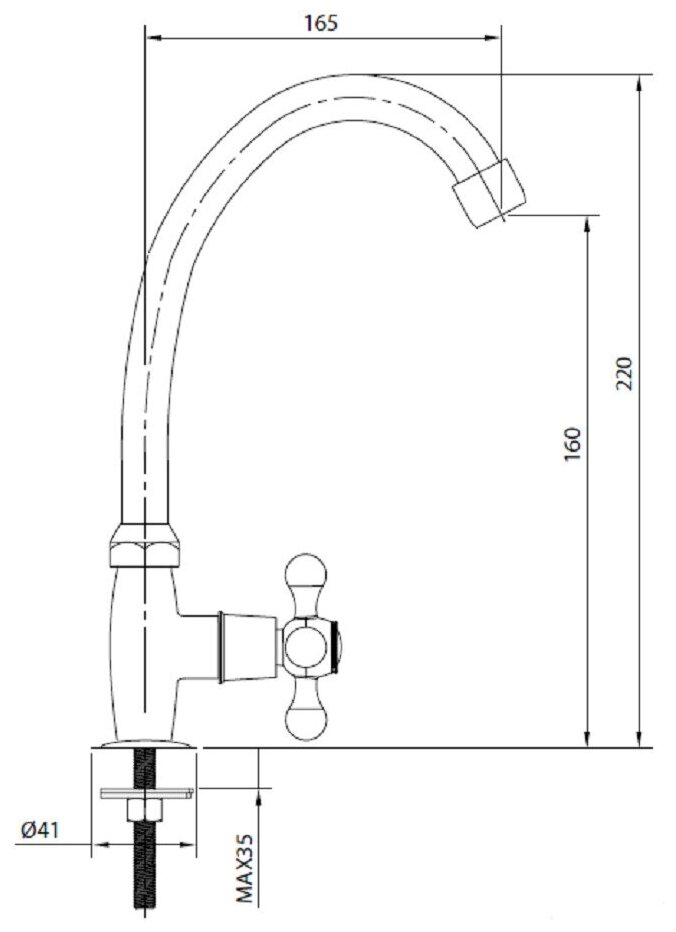 Настольный кран Juguni JGN1140, моно, кран-букса керамический, хром/мах. 0402.661 - фотография № 9