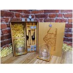 Подарочный набор бокалов с камнями для охлаждения виски, коньяка, бренди, напитков в деревянной коробке, мужчине / папе / брату / мужу / любимому - изображение