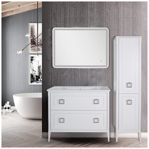 Комплект мебели для ванной ASB Woodline Рома 100 Н (Белый)