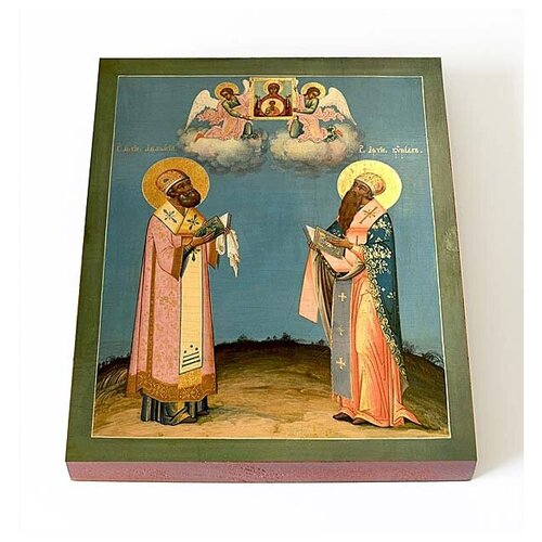 Святители Кирилл и Афанасий Александрийские, икона на доске 13*16,5 см
