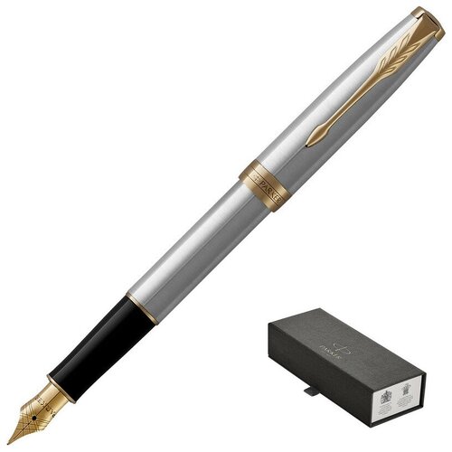 parker ручка перьевая sonnet f546 f 0 8 мм 2146864 1 шт Ручка перьевая PARKER SONNET STAINLESS STEEL GT 2черных картр тонк 1931504