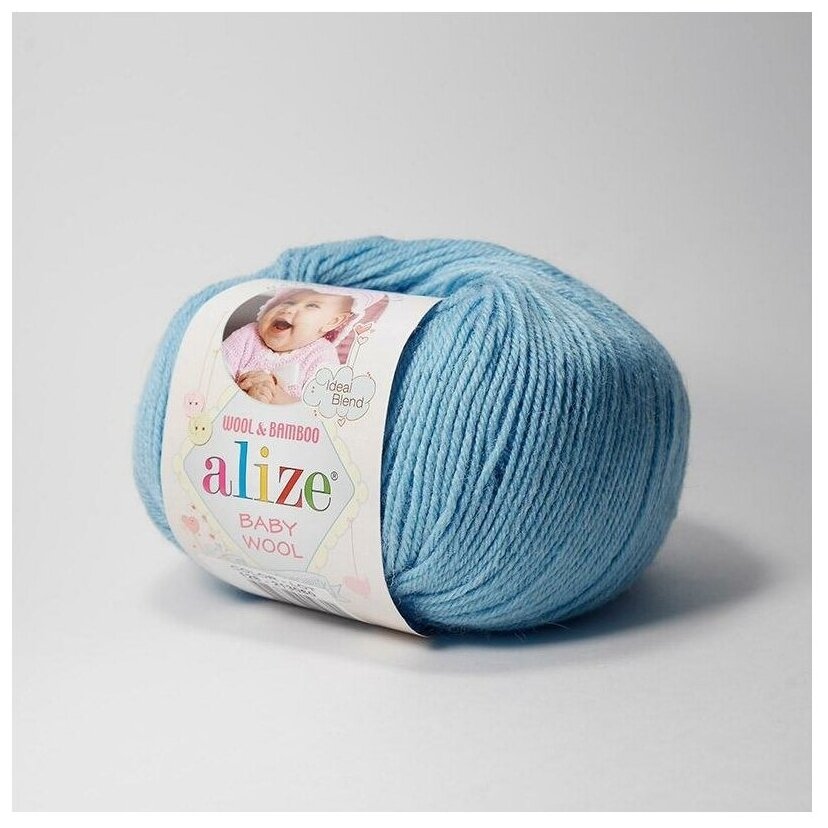 Пряжа ALIZE "Baby Wool" 1шт, 50гр/175м, (128 морская вода) 40% шерсть, 40% акрил, 20% бамбук