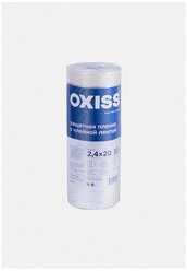 Пленка защитная строительная с клейкой лентой OXISS 2,4x20м/ Укрывной прозрачный полиэтилен 10 мкм