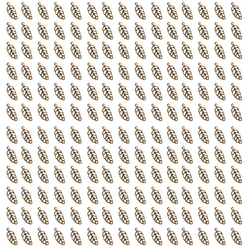 фото Набор подвесок, листики ажурные, длина - 12 мм, ширина - 6 мм, толщина - 0, 3 мм, диаметр отверстия - 1 мм, не содержит никель и свинец, 180 шт. kaboshon