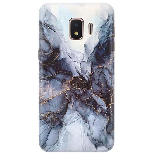 фото Ультратонкий силиконовый чехол-накладка для samsung galaxy j2 core с принтом "черно-белый мрамор" gosso