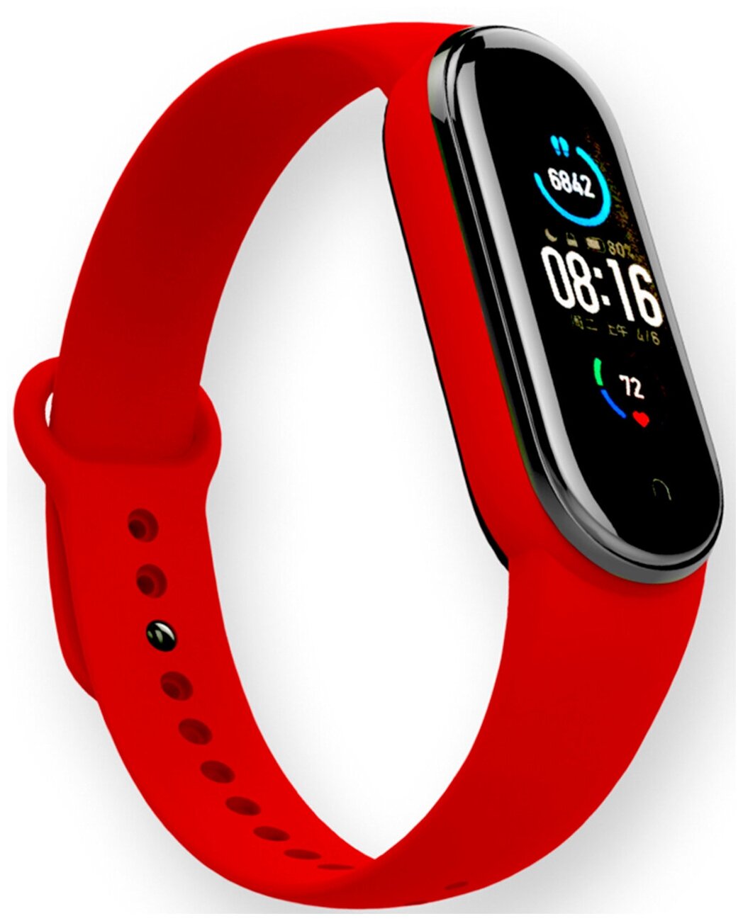 LS / Силиконовый ремешок для фитнес браслета Xiaomi Mi Band 3 и Mi Band 4 / Сменный браслет для смарт часов Сяоми Ми Бэнд 3 и Ми Бэнд 4 (Красный)