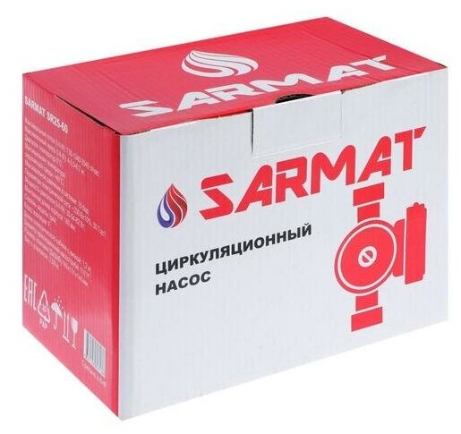 Насос циркуляционный SARMAT SR 25-60, 35/54/82 Вт, напор 6 м, кабель 1.2 м - фотография № 4