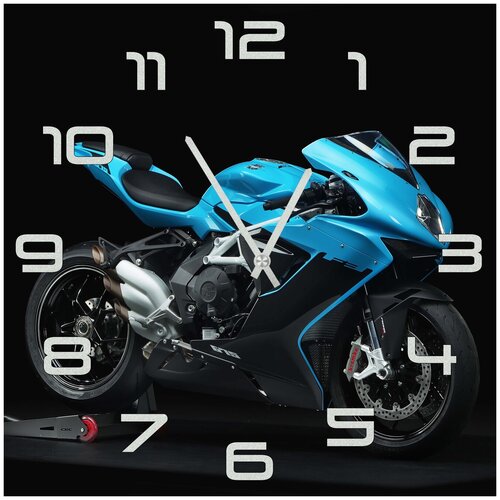 фото Svs настенные часы svs 4001830 сине-черный мотоцикл