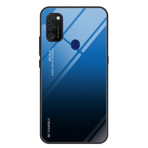 Чехол Mypads для Samsung Galaxy M30s / Samsung Galaxy M21 SM-M215 (2020) силиконовый с закаленным стеклом на заднюю крышку «Градиент» синий чехол zibelino soft matte для samsung galaxy m21 sm m215 m30s sm m307 синий