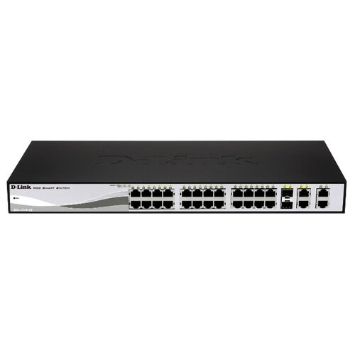 Коммутатор D-Link Switch DES-1210-28P Настраиваемый коммутатор с 24 портами PoE 10100Base-TX 2 портами 101001000BASE-T 2 комбо-портами 1950000₽