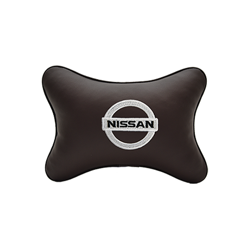 фото Подушка на подголовник экокожа coffee с логотипом автомобиля nissan vital technologies