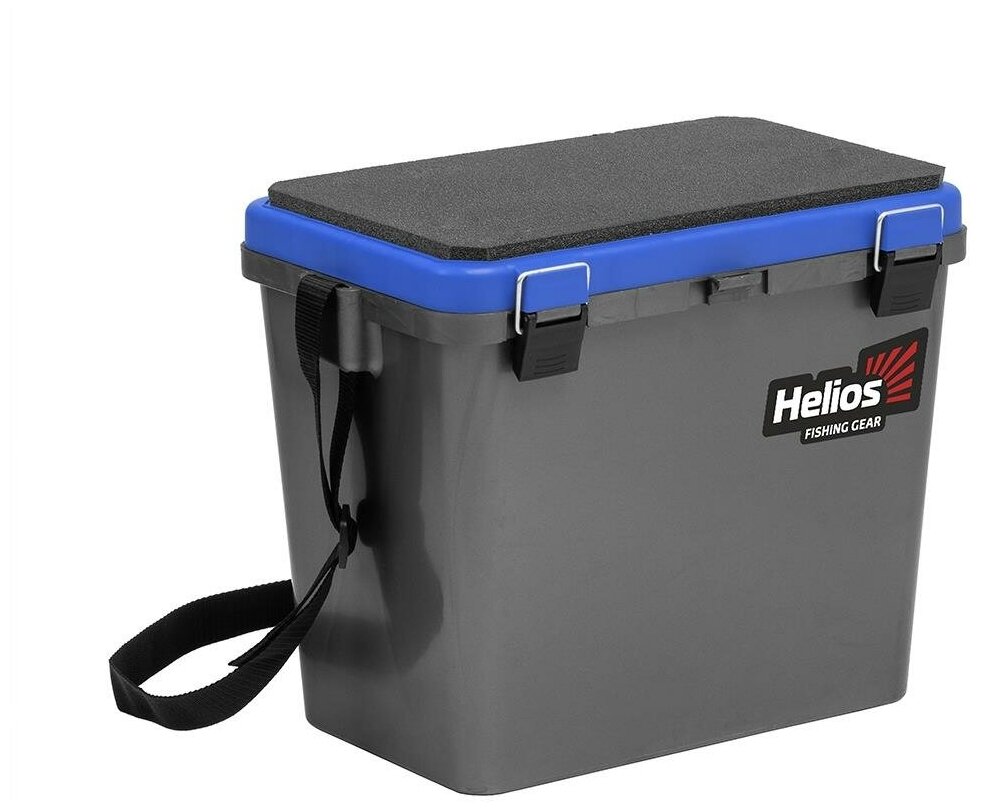 Ящик для зимней рыбалки Helios 19л. односекционный серый/синий