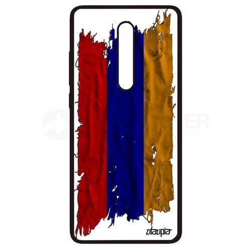 фото Защитный чехол для телефона // xiaomi mi 9t // "флаг армении на ткани" патриот страна, utaupia, белый
