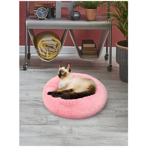 Пушистая лежанка d50 см +-5 см для средних домашних животных цвет розовый артикул PNL60