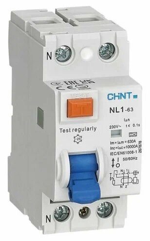 УЗО CHINT NL1-63 2P/40A/30mA 6kA тип AC